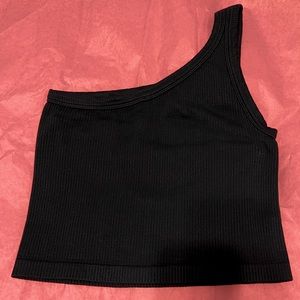 AMERICAN THREADS RIBBED CROP ONE SIZE BLACK